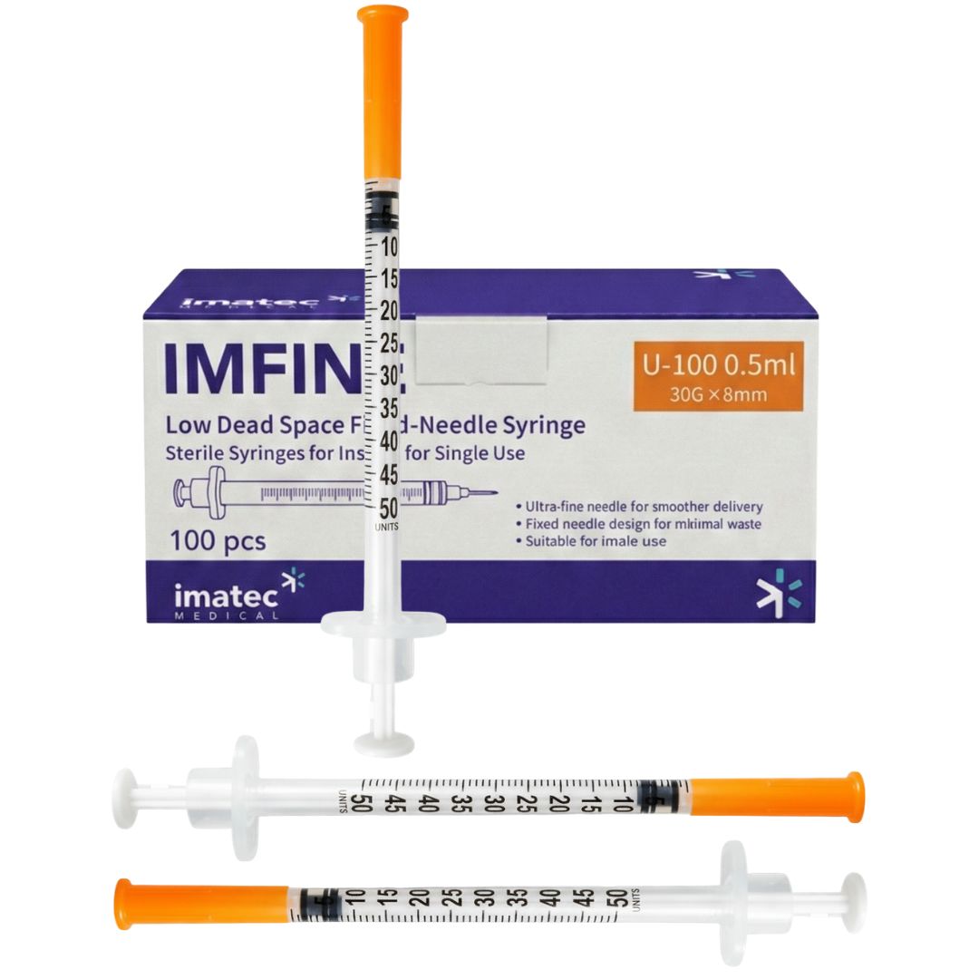IMFINE Low Dead Space Fixed Needle Syringes (Box of 100)