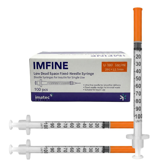 IMFINE Low Dead Space Fixed Needle Syringes (Box of 100)