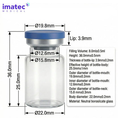5ml Clear Glass Vials with Crimped Caps (Sterile)