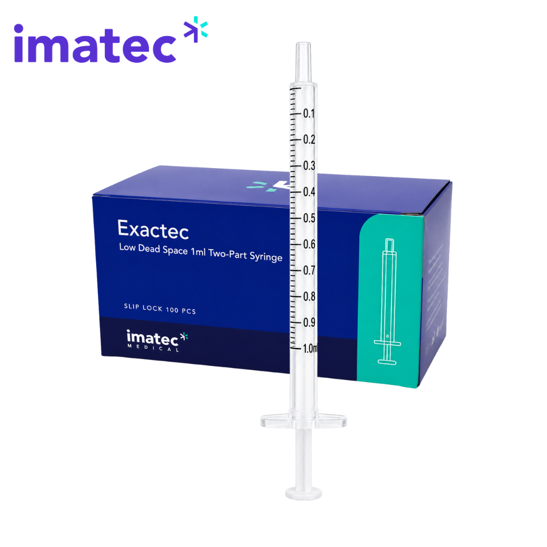 Exactec 1ml Two Part Low Dead Space Luer Slip Syringes (box of 100)